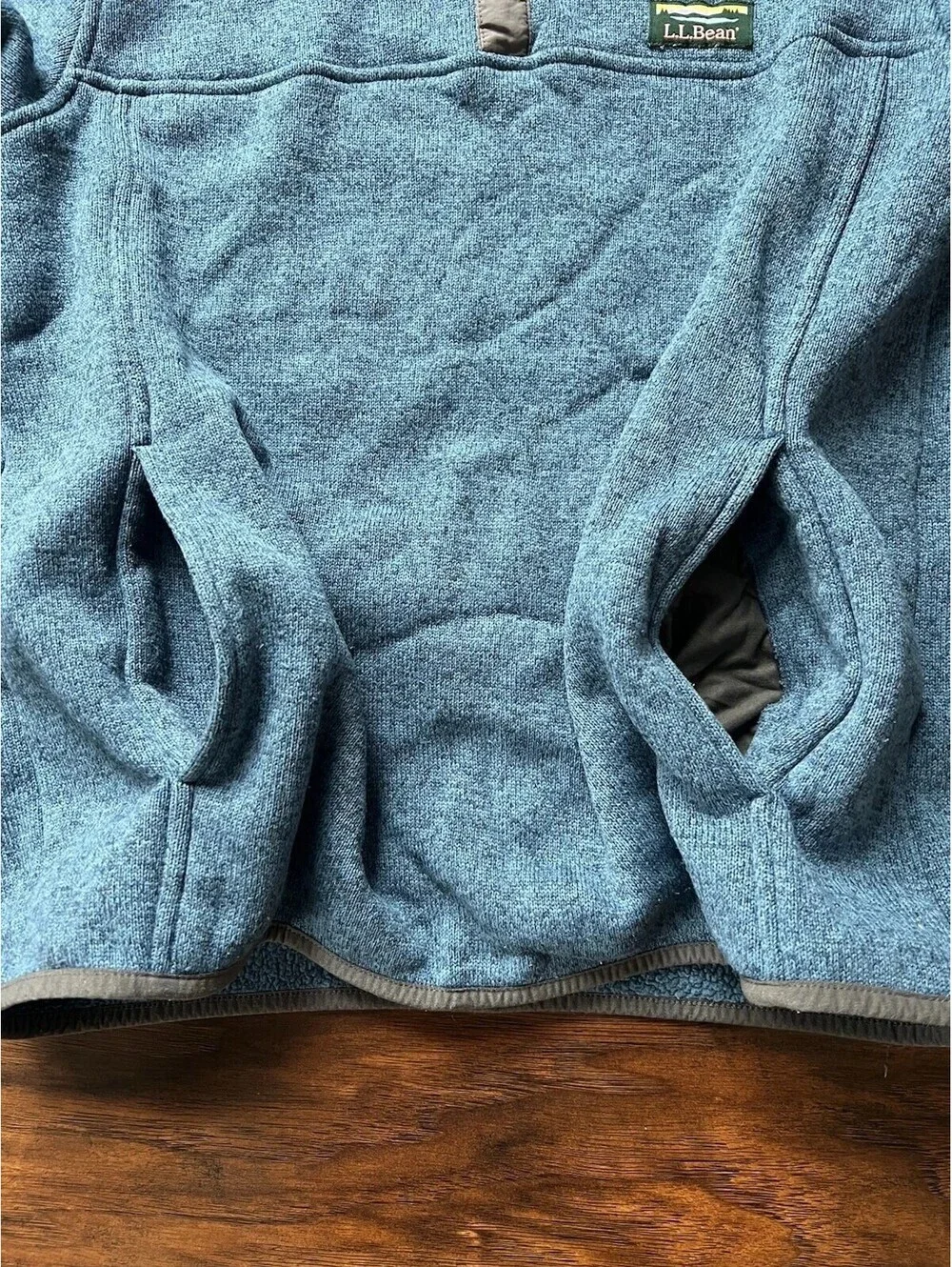 LL Bean Sweater Fleece Pullover 1/4 Button Up Men’s Size Medium EUC!! Blue